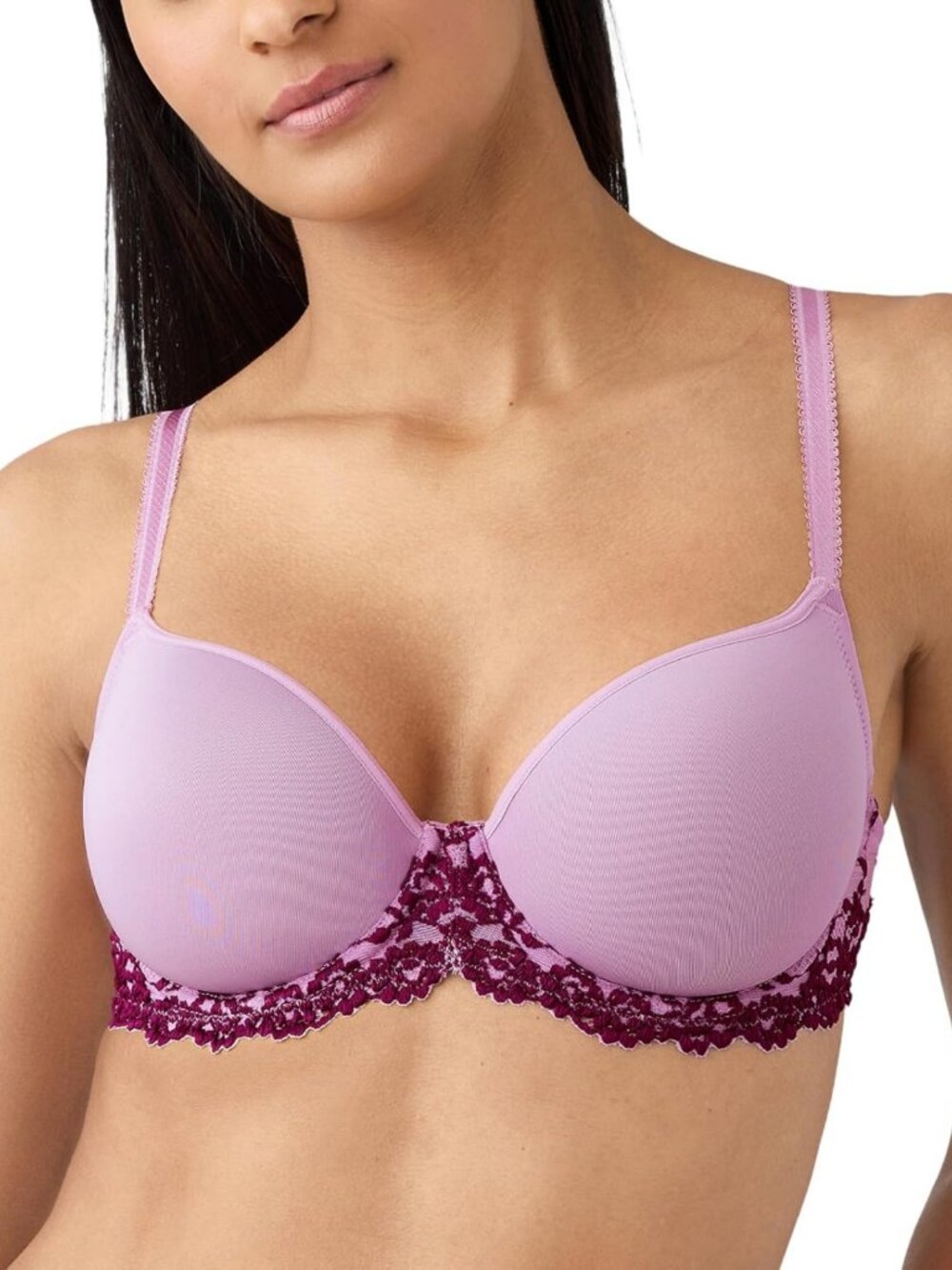 Lightly Padded Underwire T-Shirt Bra with Lace Detail, Mid Coverage, Comfortable